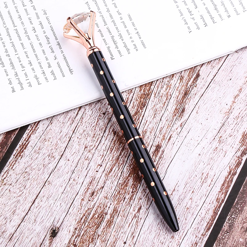 Алмазная шариковая ручка Scepter для школы, персонализированные Кристальные ручки для письма для школы, офиса, стационарная металлическая Роскошная шариковая ручка - Цвет: Black Dot