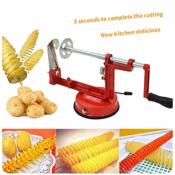 

Manual Spiral Potato Slicer Metal Rotary Potato Chip Tower Cutter Tornado Potatos Machine New Vegetable Fruit Tools Kitchen Tool
