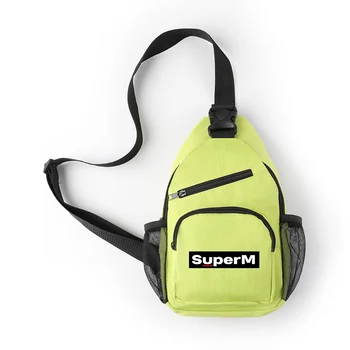 

SuperM Kpop Name Logo Cool Waist Bags with zipper Blue Green Color Cross-shoulder pocket New Style small Idol mobile phone bag
