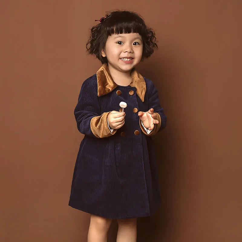 Baby girl jacket children outerwear fashion blue coat corduroy High quality brand kids girls new year clothes
