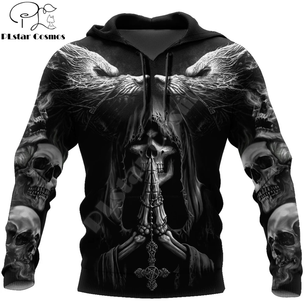 Fenrir-Sudadera con capucha para hombre y mujer, prenda deportiva Unisex con estampado 3D de calaveras y Calaveras vikingas, Jersey informal con cremallera, DW0364