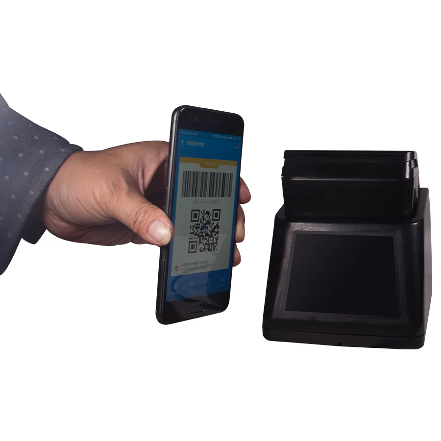 Веху 3g сети WI-FI Bluetooth pos терминал Встроенный 80 мм 3-дюймовый мобильный чековый и этикеток Принтер для заказа он-лайн оплата наличными - Цвет: BARCODE READER BASE