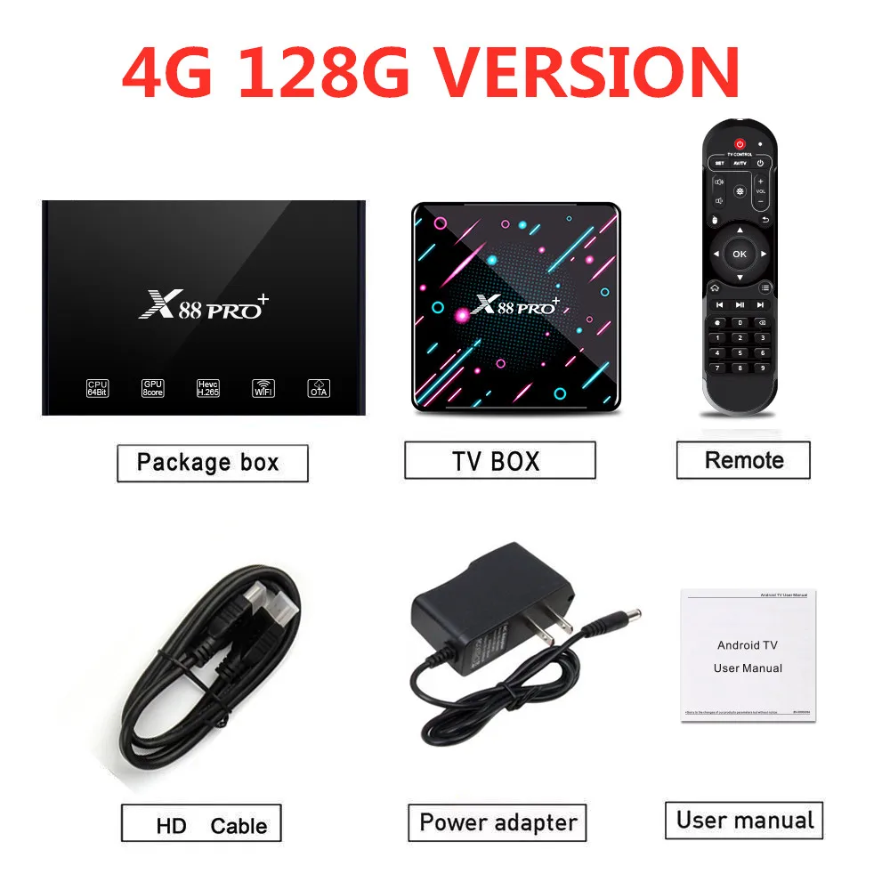 X88 PRO Plus Android Tv Box 8 Octa-core Android 9.0 4K H.265 4K SetTop Box 4GB 128GB Media Player KO mi Box Smart IPTV Box - Цвет: 4G 128G