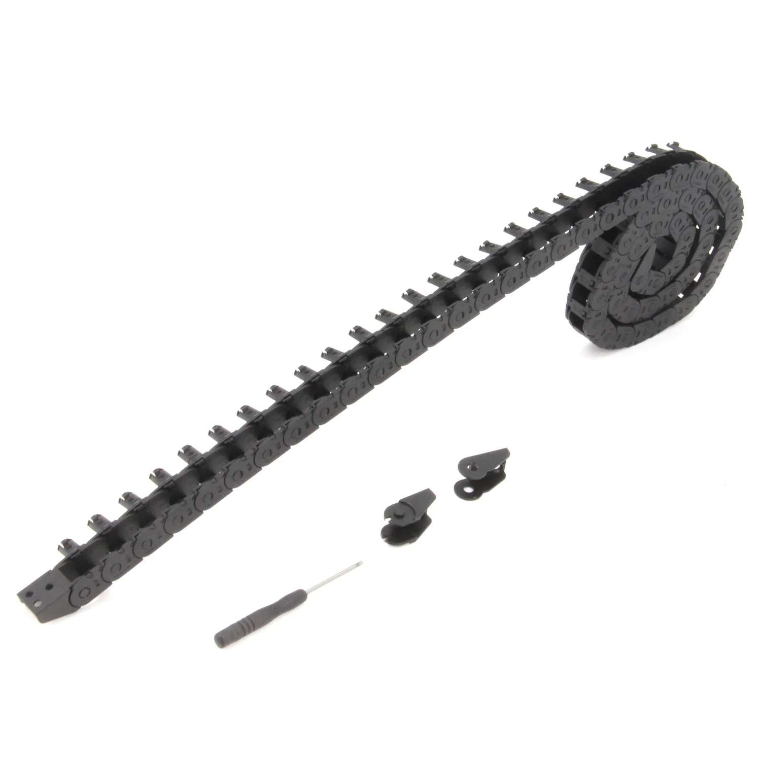 

10x11mm Drag Chain Length 1Meter Open Type Black Plastic Cable Carrier R18 with 1Kit End Connectors for 3D Printer CNC Machines