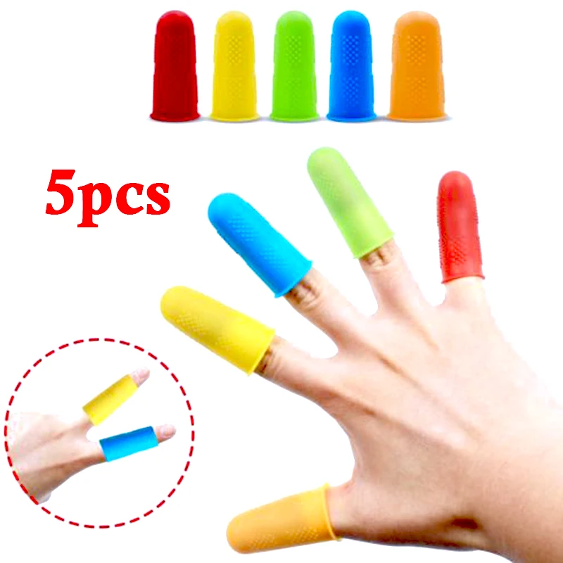 5pcs Silicone Finger Tips Elastic Protection Cover Random Color Anti-Burn Craft Work Hot Glue Gun / Craft / Sewist / Wax Tool