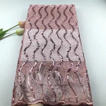 

African Soft tulle With Sequins Nigerian High Quality Mesh Lace Fabric French voile embroidery Lace Fabric For wedding JHS20