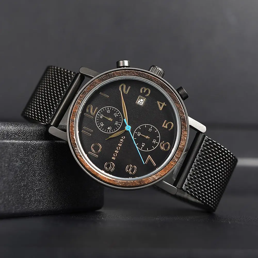 Мужские деревянные часы relojes hombre BOBO BIRD многофункциональные с автоматической