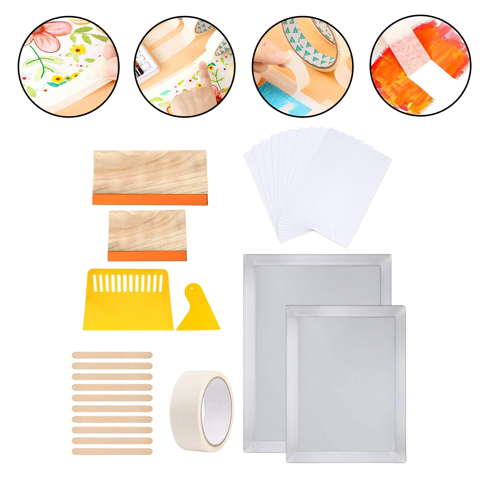 27Pcs Silk Screen Printing Starter Kit Stainless Steel Frame DIY T-Shirt