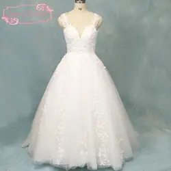 Реальное изображение Свадебные платья 2020 милое декольте Блестящие Блестки Блестящие Свадебные платья Кружева свадебное платье с