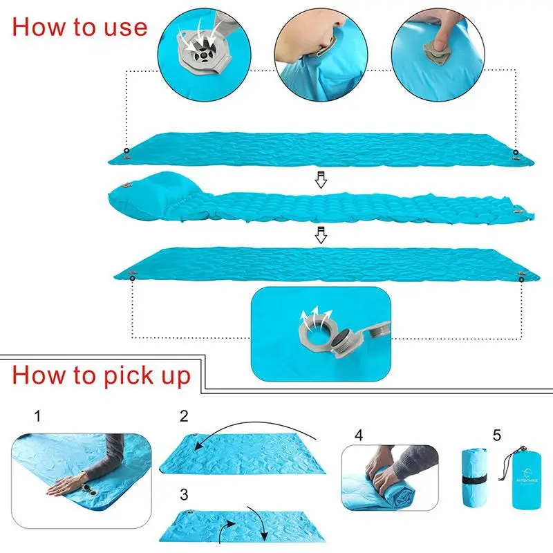 MeterMall Outdoor Camping Inflatable Sleeping Mat Single Ultra-light Bed