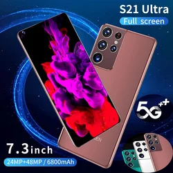 S21 Ultra Smartphone Global Version 12GB+512GB 6800mAh 7.3 HD Inch Camera Cellphone 1440*3200 5G Android 10.0 Mobile Phones