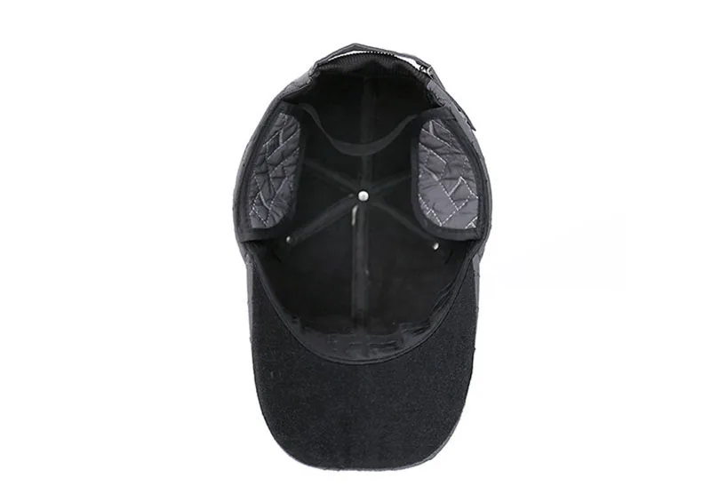 Winter Men's Cotton Polyester Baseball Caps With Earmuff Adjustable Size Outdoor Ear Protection Winter Hat Snapback Caps