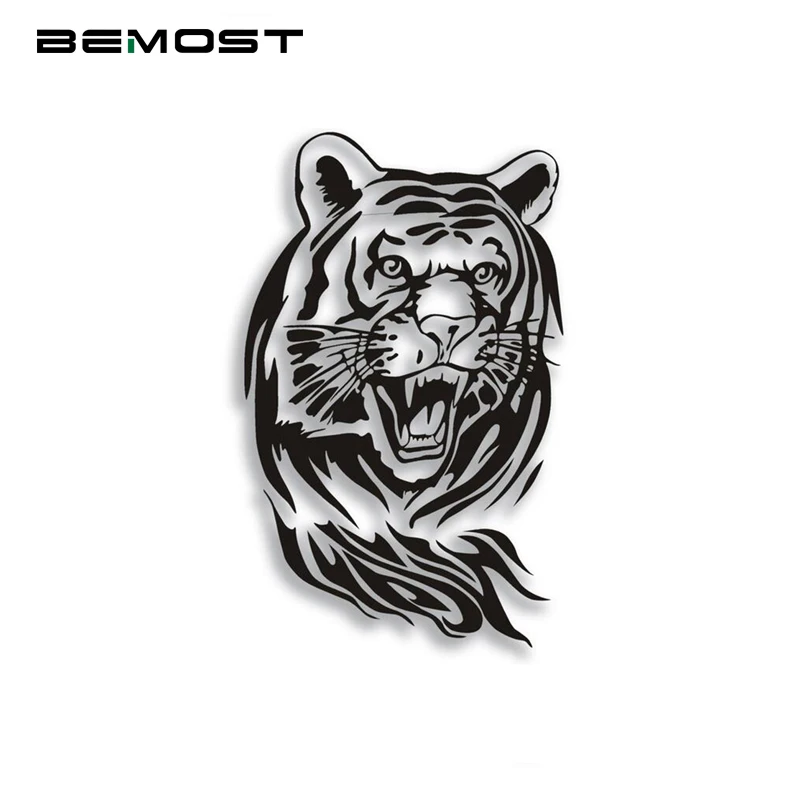 BEMOST Car Stickers Large Tiger Affixed Reflective Steller Rear Hood Spare decal Personality Black/White 33*58cm | Автомобили и