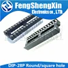 5pcs DIP-28 Round Hole Square hole 28 Pins Narrow Wide 2.54MM DIP DIP28 IC Sockets Adaptor Solder Type IC Connector ► Photo 2/6