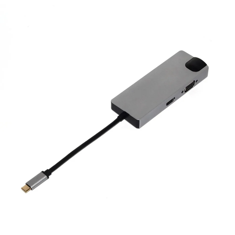 8 в 1 type C-2USB SD Micro SD LAN VGA HDMI USBC адаптер концентратор Расширение PD зарядная док-станция 1000 Мбит/с Rj45 OTG дисплей