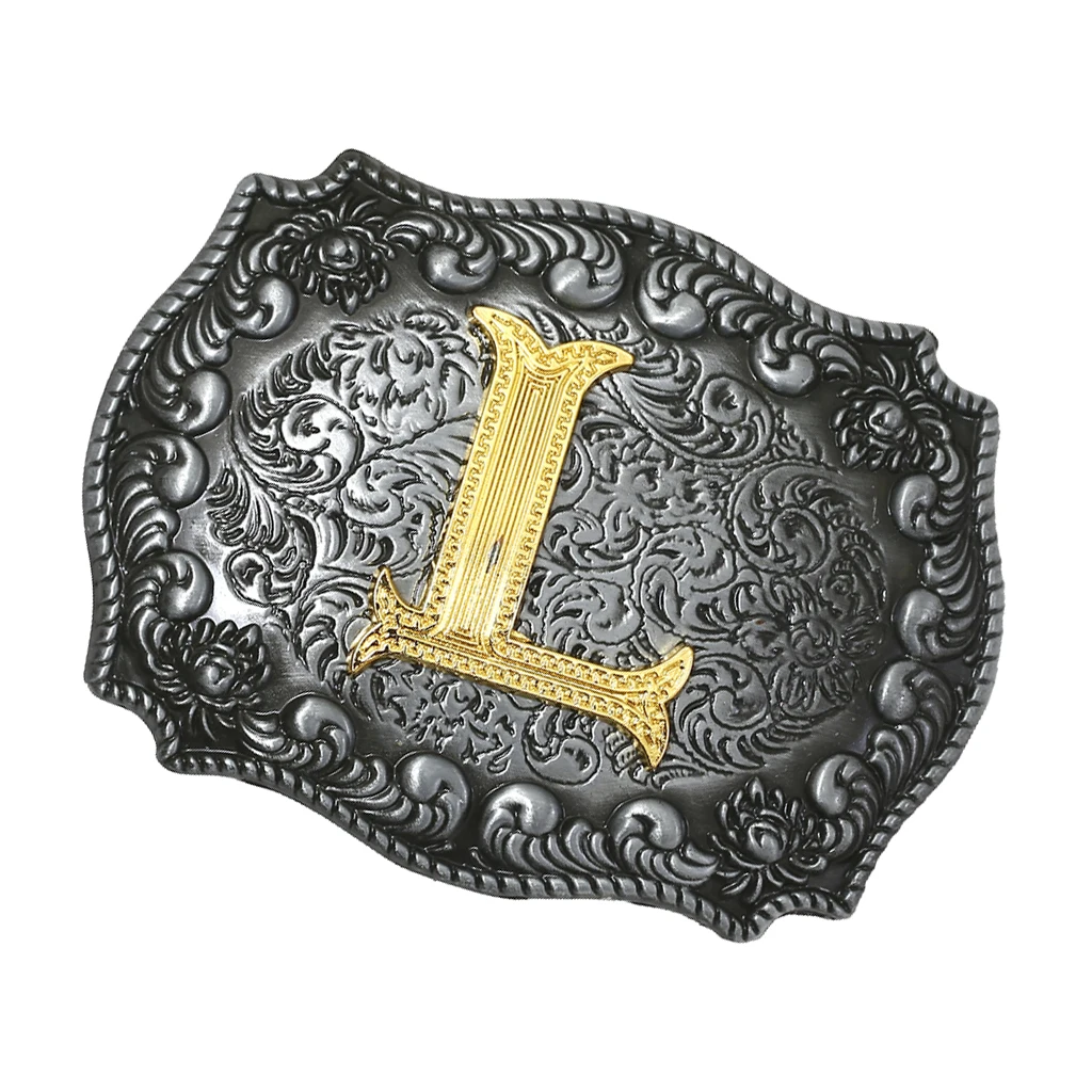 Luxurious Man Belt Buckle Novelty Women Cool Golden Initial Letters ABCDWXY-Z Mens Cowboy Waist Belt Buckle Indian Metal Buckle