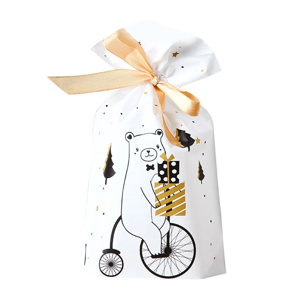 50PCS Organizer Drawstring Bag Printed Decorative Packing Home Party Ribbon Pocket Christmas Storage Cute Gift Candy - Цвет: 1