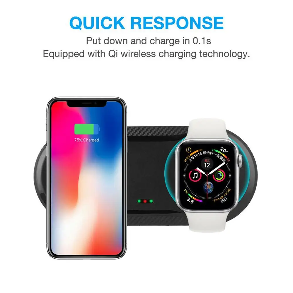 DCAE Qi Беспроводное зарядное устройство для iPhone 11 X XS XR 8 10 Вт Быстрая зарядка 2 в 1 для Airpods Pro Apple Watch 5 4 3 2 samsung S10 S9