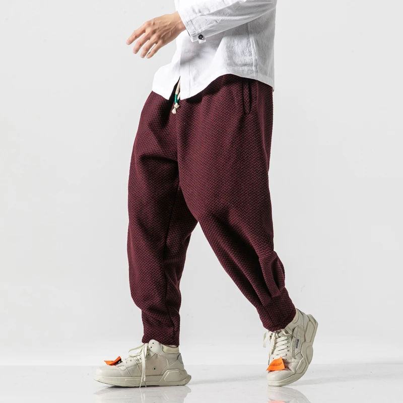 Мужские китайские спортивные штаны зимние толстые флисовые повседневные шерстяные брюки мужские винтажные уличные хип-хоп свободные брюки размера плюс 5XL