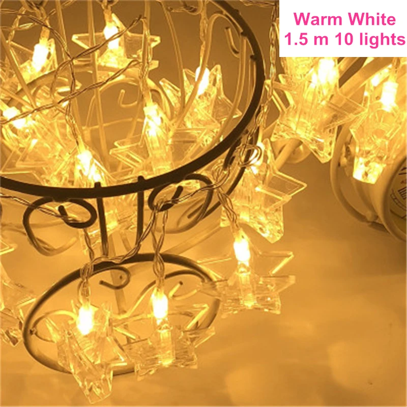 10LED warm Рождественские украшения для дома, 20 светодиодов, Рождественские елочные украшения, снежные хлопья, светодиодные огни, рождественские новогодние гирлянды, B - Цвет: 10LED warm