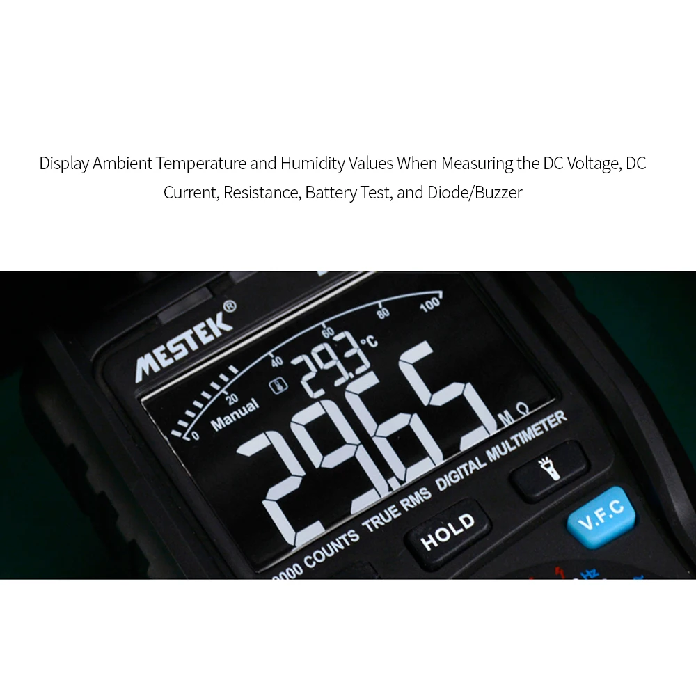 MESTEK 10000 Counts True RMS Digital Multimeter Temperature and Humidity NCV Live Line Tester Anti-burn Fuse Alarm Multimeters