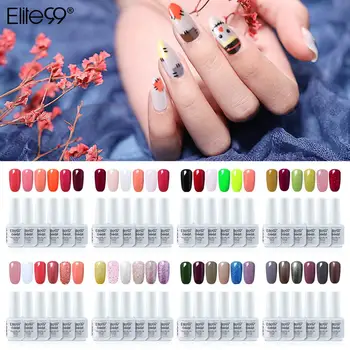 

(8PCS)Elite99 Nail Polish Gel Kit WIth Base Coat Top Coat 8ML UV LED Enamel Semi-Permanent Gel Nail Polish Soak off Manicure Set