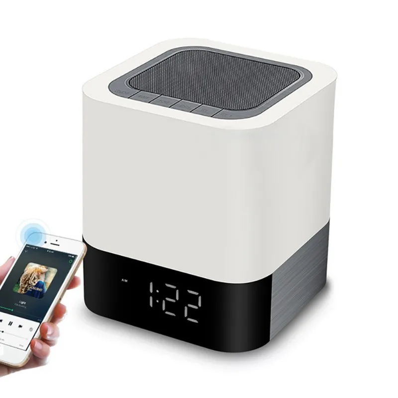 Практичный Многофункциональный Ночной светильник Bluetooth бас динамик сенсорное управление прикроватная лампа цифровой будильник