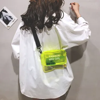 

Ms. Candy-Colored Letters Laser Crossbody Bag Wild Mini Shoulder Bag PVC Jelly Small Tote Bag 2020