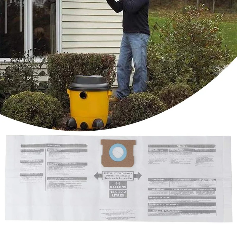 Description Picture 6 of itemReplacemen Bags For Shop Vac 5-8 Gallon Vacuum Type  E/H 90661 906-61 9066100 Disposable Collection Filter Bags