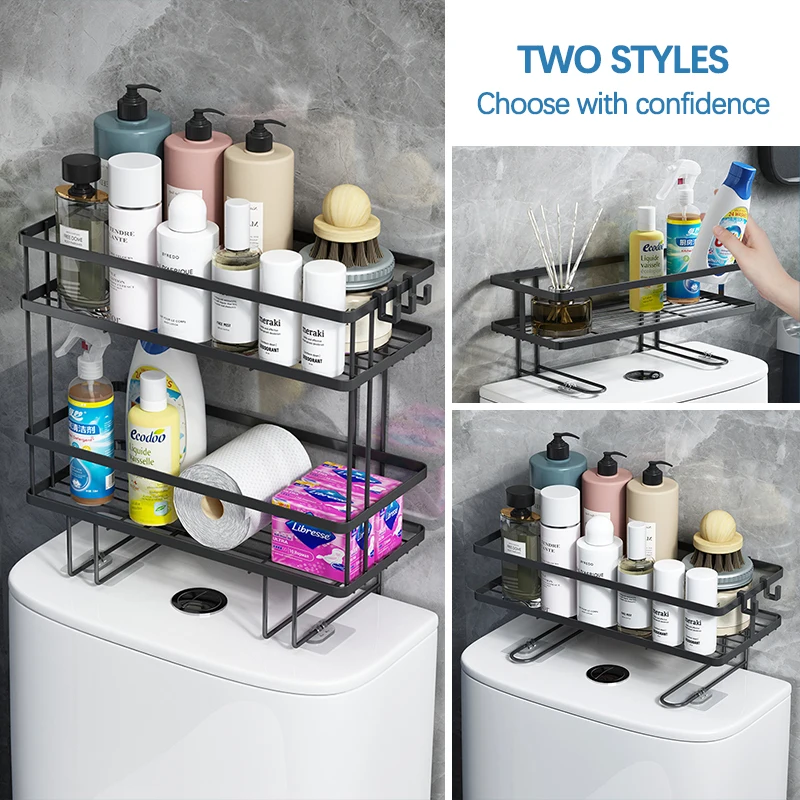 1pc iron bathroom storage rack, white non perforated wall mounted storage  rack, bathroom shelf organizer