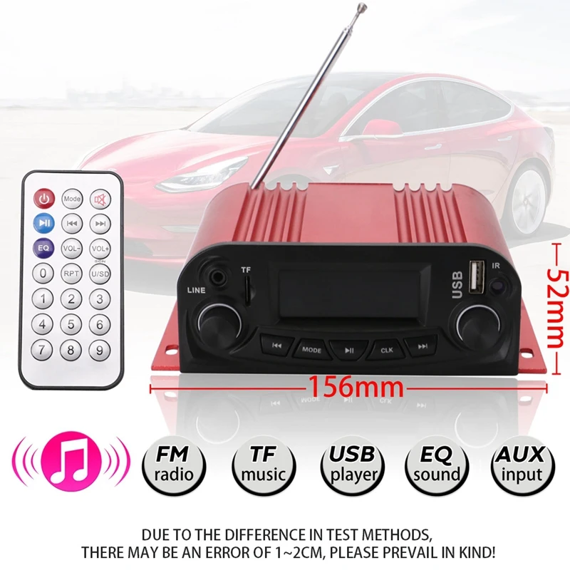 12V универсальный усилитель мощности модифицированные части мотоцикла автомобиля Usb аудио Lcd дисплей регулируемое радио