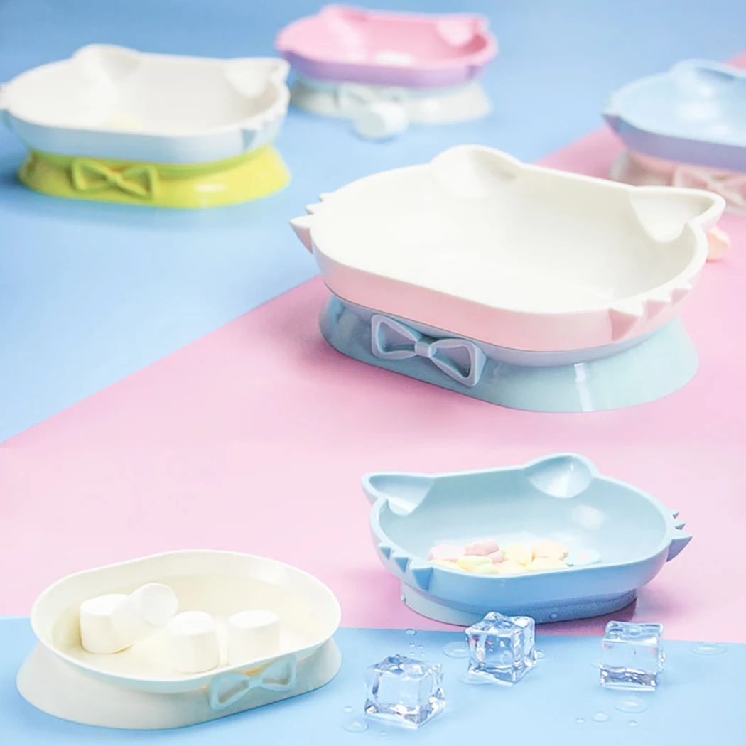 Creative 2 In 1 Pet Food Bowls Multifunction Creative Cat Face Decor Pet Water Food Bowl For Cat Dog Pet Feeding Supplies