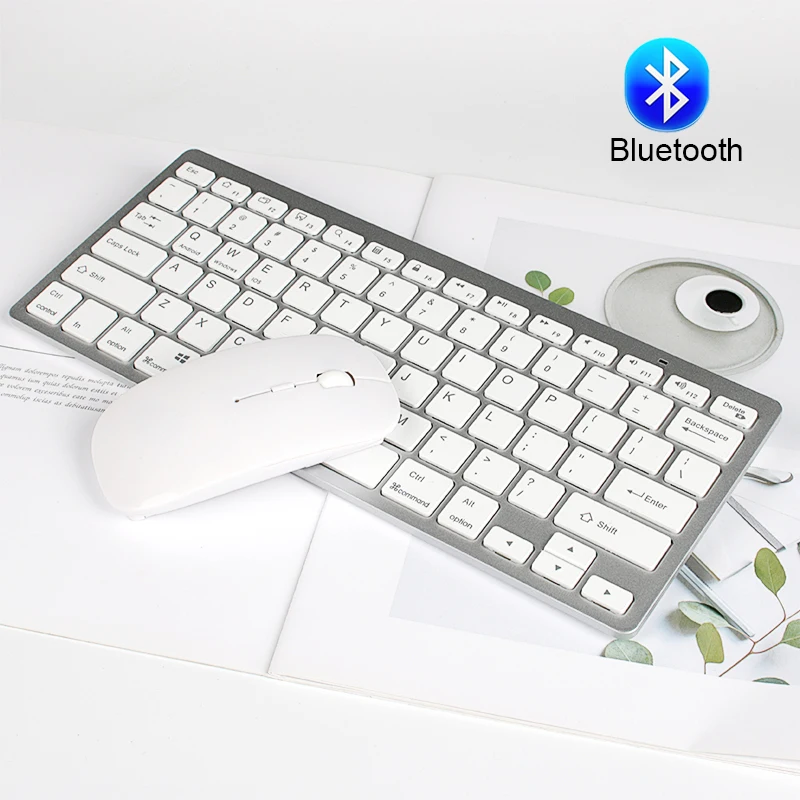 Беспроводная клавиатура и мышь Bluetooth мини с мышкой беспроводная Тонкая для Windows