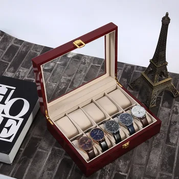 

Wooden/Leather 8/10/12 Grids Watch Display Sunglass Case Durable Packaging Holder Jewelry Collection Storage Organizer Box 2019
