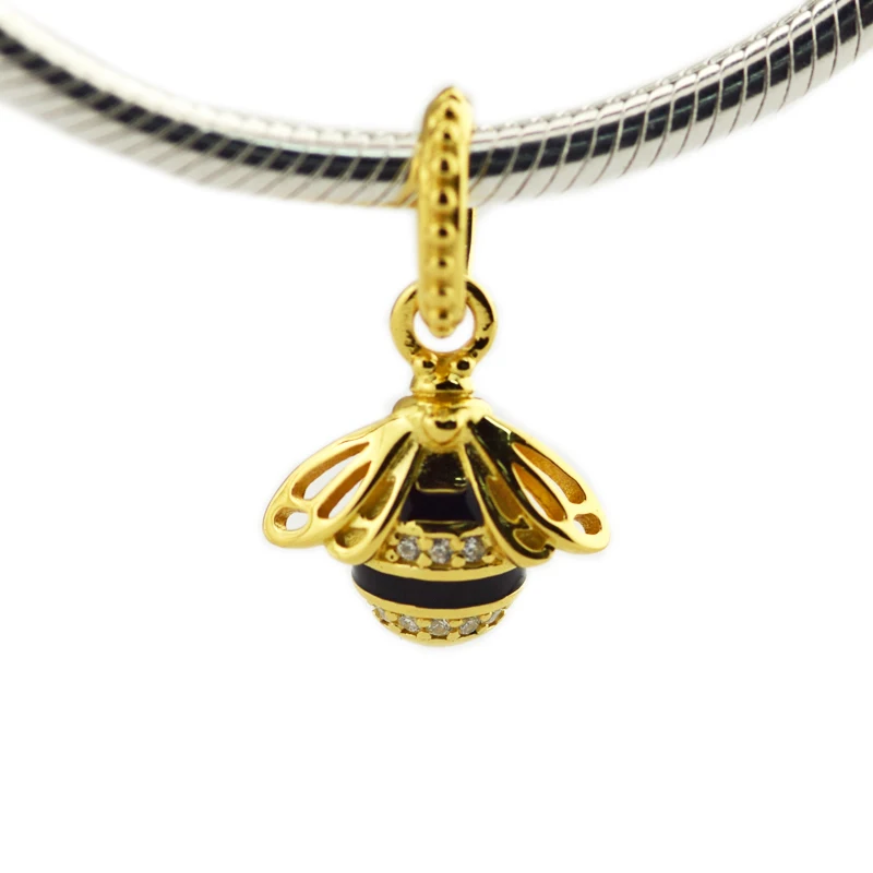 

Fashion Jewelry Making Queen Bee Pendant Shine BlacSterling Silver Beads For Woman Fits Original 925 Silver Bracelets