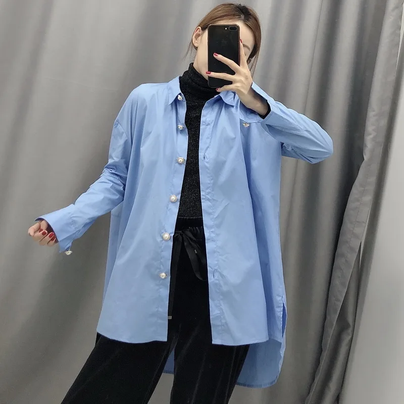  Loose Women Shirt Blouse Spring 2020 New Fashion Long Sleeve Wide Tops Female Casual Shirts