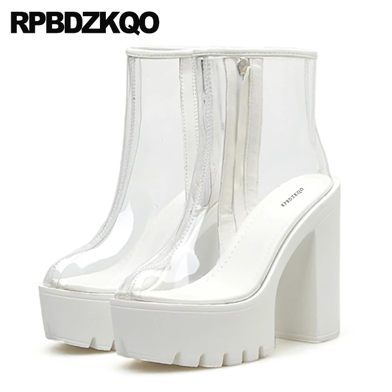 White chunky platform booties Clearance