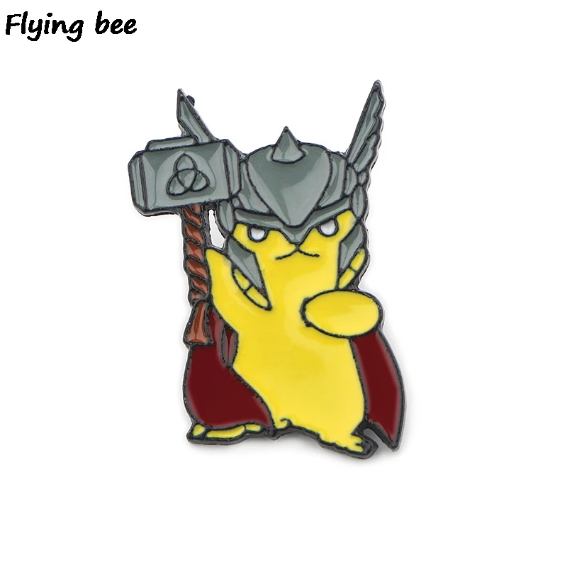Flyingbee мультфильм Забавный Пикачу булавка эмаль для одежды сумки значок для рюкзака смешная Милая брошь рубашка нагрудные булавки X0402 - Цвет: 2