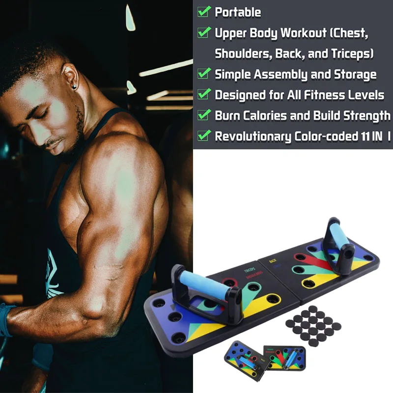 Cretee 9 in 1 foldable Push Up Rack Board Train Gym Fitness System Workout for 