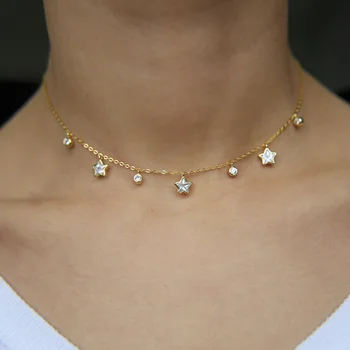 

Maxi Necklace Collares Collier Bling Layer Short Necklace 100% Real 925 Stelring Drop Cz With Mini Charm Pendant For Women Wed