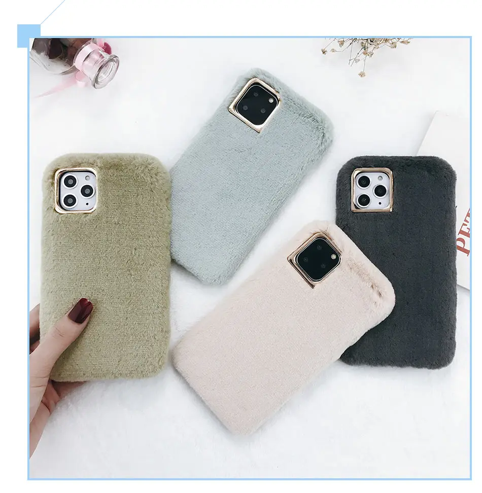 USLION пушистые меховые зимние теплые чехлы для iPhone 11 Pro Max X XR Xs Max Чехлы для iPhone 6 6s 7 8 Plus Мягкий ТПУ чехол
