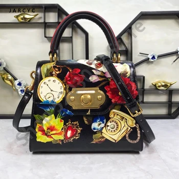 

Luxury Brand Famous Designer Bag Art Print Painted Tote Women Handbag Genuine Leather Shoulder Bag Large Capacity Shopping Bags