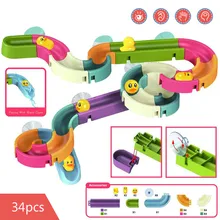 

Kids Bath Toys DIY Slide Indoor Waterfall Assembling Tracks Yellow Ducks Car Slot Bathroom Baby Shower Play Water Games Toy Set