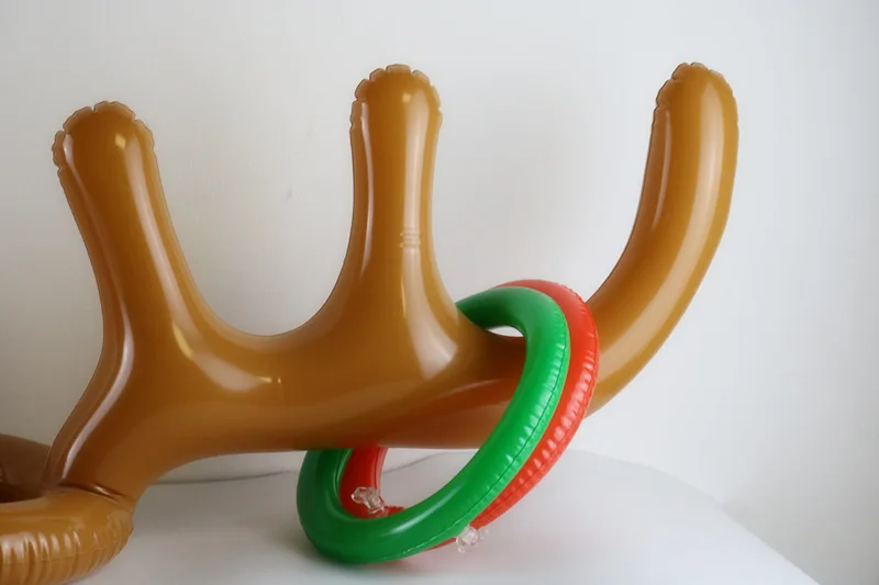 1 Set PVC Inflatable Antler Headband Toy Christmas Head Ring Throwing Circle Toy Children Party Outdoor Funny Playing Gift T0781