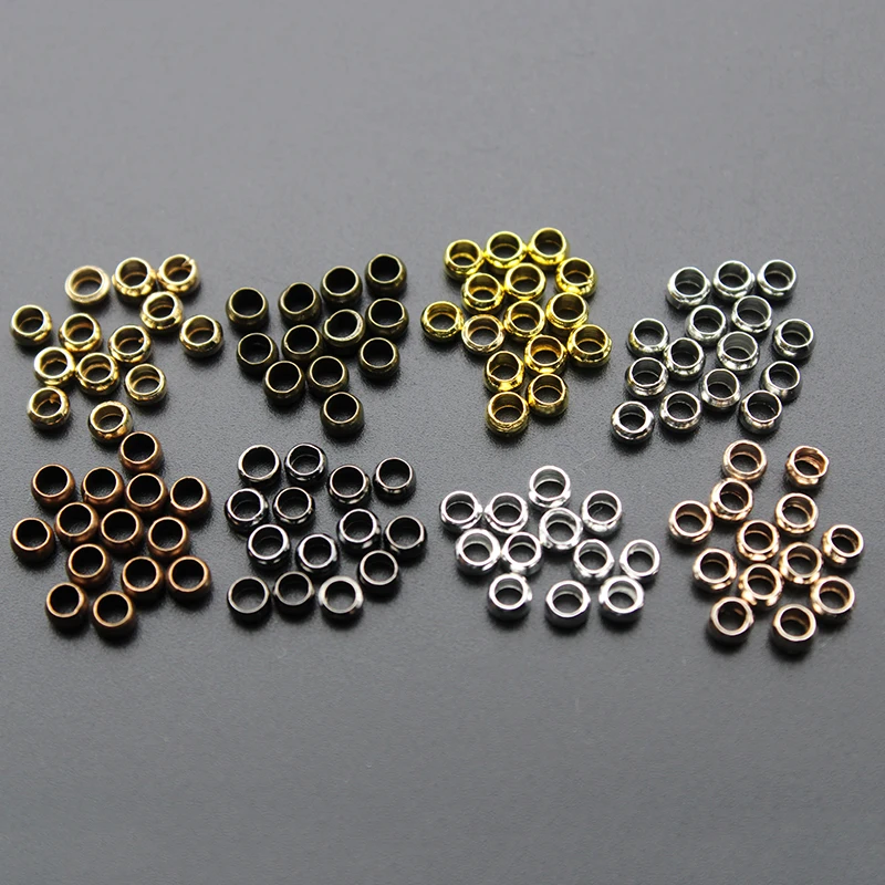 300pcs Dia 1.5 2 3 4 mm Gold Silver Copper Ball Crimp End Beads Stopper Spacer Beads For Diy Jewelry Making Findings Supplies