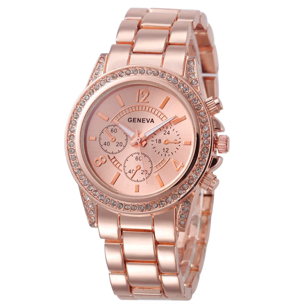 New arrival Luxury Geneva stainless steel strap Casual men's Watches Women Dress Quartz Wristwatches Relogio Feminino 2018 clock best fitness watch for women