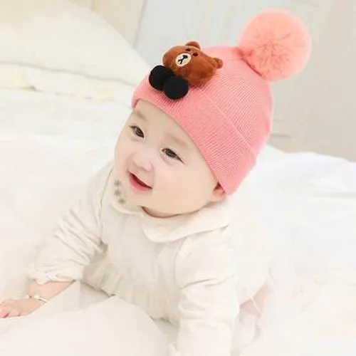 pink hat Комплект из 2 предметов Детский набор из шапки и шарфа с рисунком кошки медведя теплые вязаные свитера для девочек зимняя шапка Кепки мама детские шляпы кепки для девочек, мальчиков вязаная крючком для девочек, для мальчиков шапочки; сезон осень - Цвет: pink hat