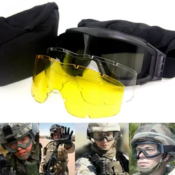 

Tactical Camping Cycling Protective S67 Goggles Glassess Eyewear Eye Protective Dustproof with 3 Lens for CS Game Airsoft Safety