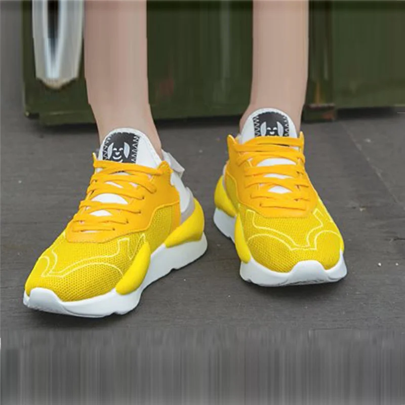

New Sneakers Sports Leisure Running Shoes 2019 Summer Mesh Air-permeable Weaving Women Fitness Shoes White Yellow Black #2l25