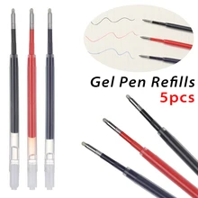 5 PCs/Lot 0.5MM Black Blue Ink Gel Pen Refill Recharge Replacement for Metal Press The Rotating Neutral Refills School Supplies